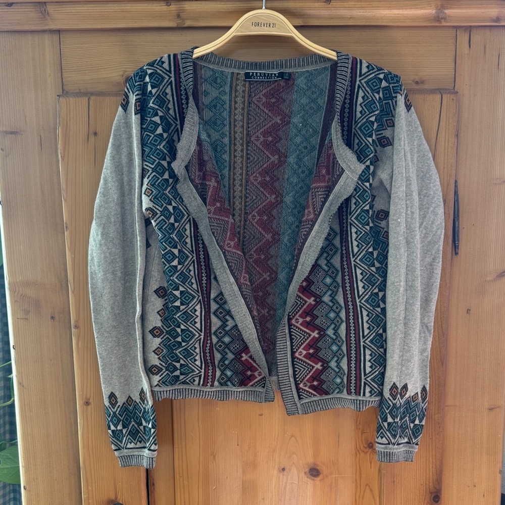 Peruvian Connection Geometric Cardigan Small